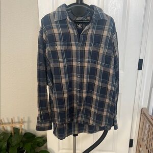 Timberland Navy and Tan Plaid Shirt